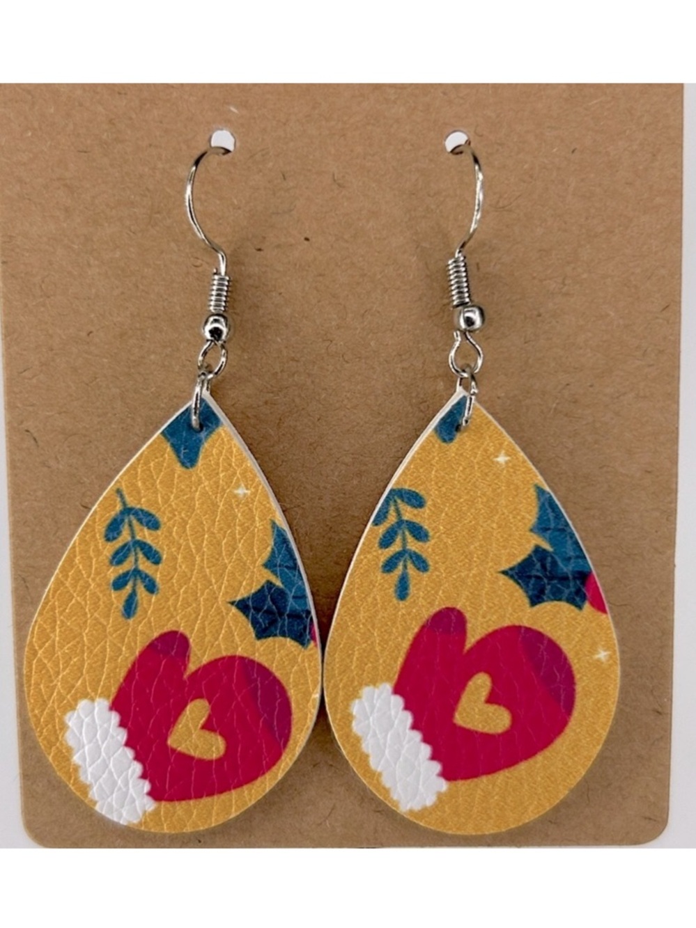 Mini Faux Leather Teardrop Earrings Christmas Fashion Jewelry